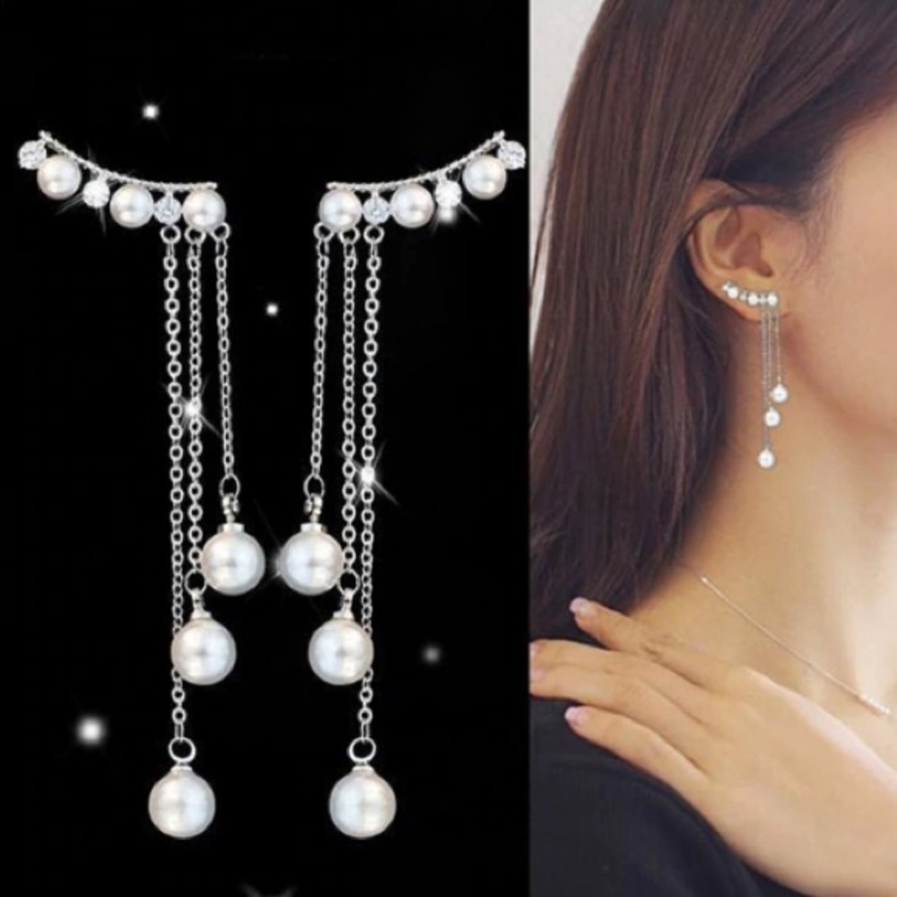 NEW!💙💎SILVERY CZ PEARL LOOK! SPARKLING DROPS💎💙 - Picture 2 of 8